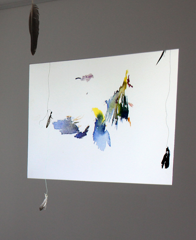 Video-Installation, Aquarell mit Feder, 2024 (Kirsten Kötter)