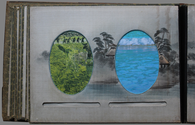 "Tsing Tang", 2008,
  installation with historical sailor's chest and historical Chinese album: Chinese album,
  detail (Kirsten Kötter)