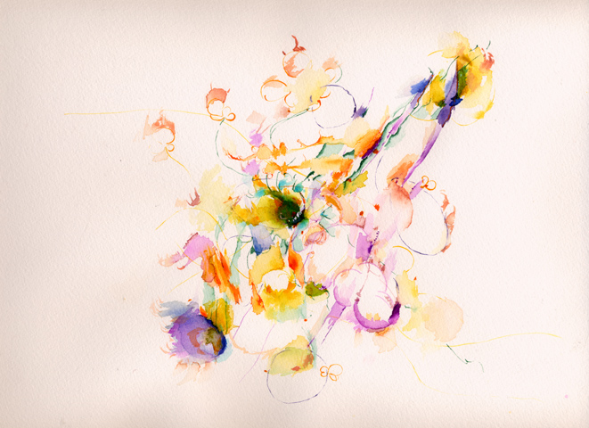 Kirsten K&ouml;tter: Site-specific painting, Malerei vor Ort, 2003, Aquarell, 24 &times; 32 cm