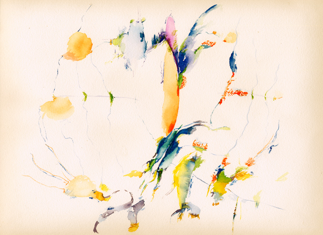 Kirsten K&ouml;tter: Site-specific painting, Malerei vor Ort, vor 2000 /15.06.2003, Aquarell, 24 &times; 32 cm