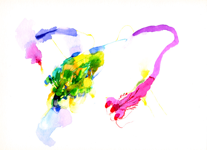 Kirsten K&ouml;tter: Site-specific painting, Malerei vor Ort, Sp&auml;tsommer 2003, Aquarell, 30 &times; 40 cm