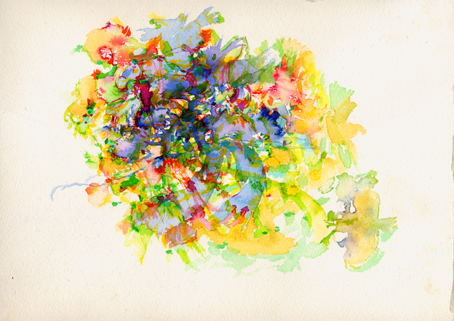 Kirsten K&ouml;tter: 2007, im Atelier als Geschenk, Aquarell, 17 &times; 24 cm