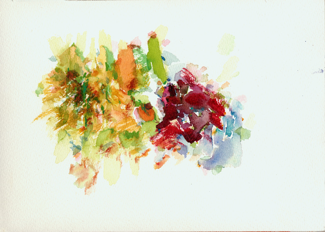 Kirsten K&ouml;tter: Site-specific painting, Malerei vor Ort, hei&szlig;er Tag in Berlin  und an der Ostsee, um den 15.08.2013, Aquarell, 17 &times; 24 cm