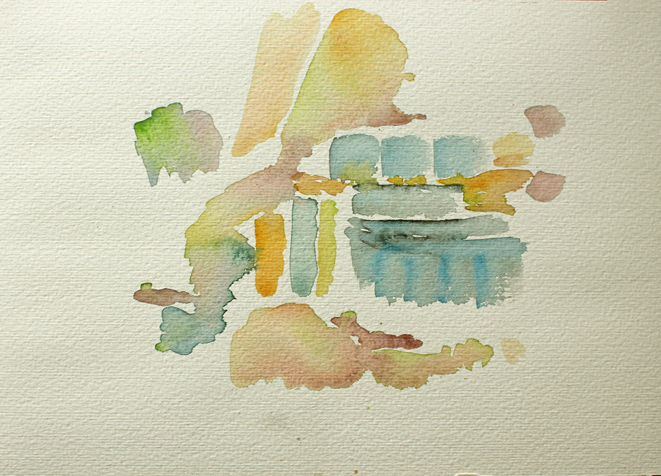 Kirsten K&ouml;tter: Site-specific Painting, 16.11.2013, Ausstellung 'Artschwager!' Haus der Kunst, M&uuml;nchen, Aquarell, 17 x 24 cm, 48.143903° N / 11.587094° O