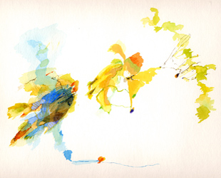 Painting Site-specific: 59° N / 26° O (Serie: NordNordOst), K&auml;smu, 06.07.2003, ca. 14.00 - 16.00, Aquarell, 30 &times; 40 cm, Foto, Video, Text (26/36) - Kirsten K&ouml;tter, Malerei vor Ort