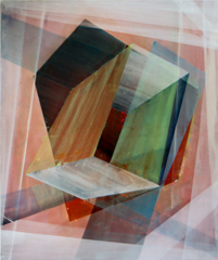 Kirsten K&ouml;tter: Der Blick vom Bauger&uuml;st, 2007/2011 (&Uuml;bermalung), &Ouml;l, Acryl auf Leinwand, 120 x 100 cm, konstruieren und konstruieren, Curator's Novel, 2011