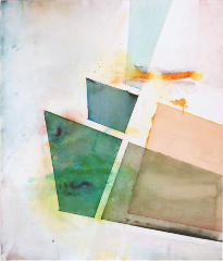 Kirsten K&ouml;tter: Sonnenkollektoren in der W&uuml;ste, 2007/2011 (&Uuml;bermalung), &Ouml;l, Acryl auf Leinwand, 120 x 100 cm, konstruieren und konstruieren, Curator's Novel, 2011
