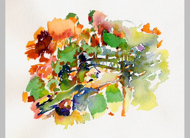 Kirsten Kötter: Painting Site Specific, Malerei vor Ort, 'Gartenstadt', Berlin, 23.03.2012, ca. 19.30 Uhr, nach Ausflug an die Spree, Haus der Kulturen der Welt, Aquarell, 17 × 24 cm Kirsten Kötter: Painting Site Specific, Malerei vor Ort, 'Gartenstadt', Berlin, 23.03.2012, ca. 19.30 Uhr, nach Ausflug an die Spree, Haus der Kulturen der Welt, Aquarell, 17 × 24 cm