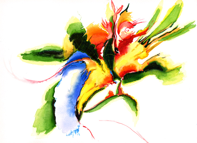 Kirsten K&ouml;tter: Site-specific painting, Malerei vor Ort, um 1995, Aquarell, 24 &times; 32 cm