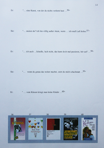 Kirsten K&ouml;tter: 'Liebst du mich?', Buch, 19 Seiten mit 100 Buchcovern, Audiovisuelle Performance mit Franz Klee und Christoph Kolb ('Dein Hackfleisch'), 1997