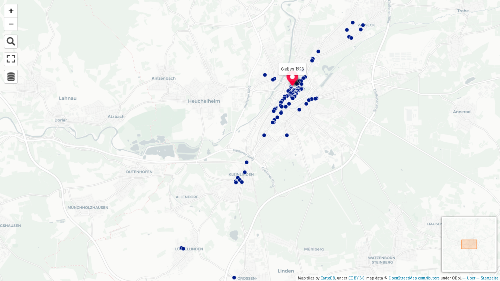 Kirsten Kötter 2019: Interaktive Karte Orte und Läden - Ausschnitt Gießen 1998 
  (klicken zum Öffnen in umap.openstreetmap.fr,  
  map titles by CartoDB under CC BY 3.0, 
  map data (c) OpenStreetMap contributors under ODbL)