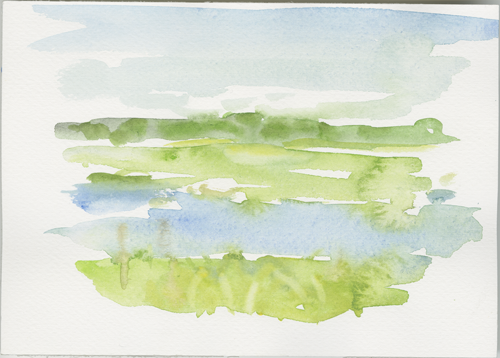 2015-07-11_52-580097_14-747973_warthe-skizze-2, Wartha Mouth, Poland, 
  sketch, 17 &times; 24 cm (Kirsten Kötter)