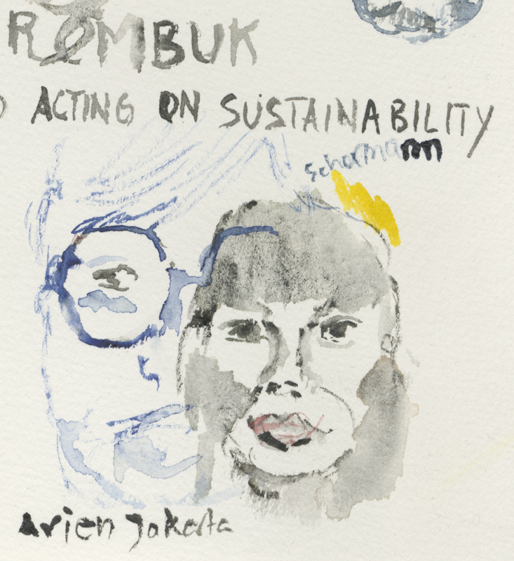 2021-11-05_arjen_dr-schormann, symposium documenta fifteen, sketch, 12 × 17 cm, detail (Kirsten Kötter)