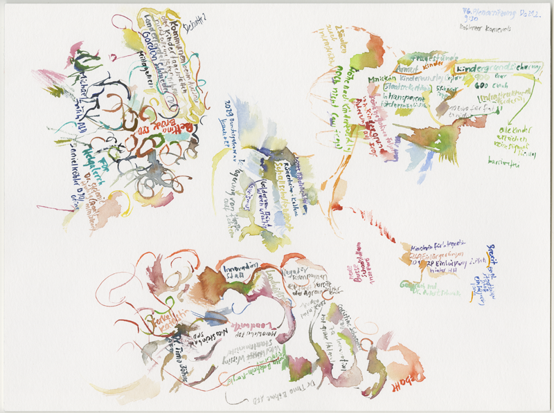 2019-02-21_plenarsitzung, plenary session Landtag (German state parliament) Rheinland-Pfalz, Mainz, 
  watercolour, 30 × 40 cm (Kirsten Kötter)