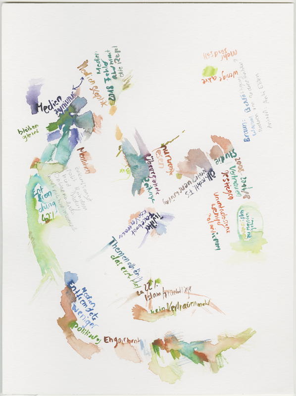 2019-03-21_ausschuss-medien-4, committee on media, digital infrastructure and Internet politics, 
  house of representatives Mainz, 
  watercolour, 30 × 40 cm (Kirsten Kötter)