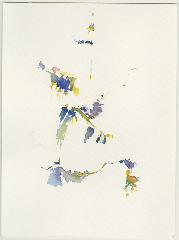 Tempelhofer Feld, in der Mitte, bei einem Baum, mit Blick auf Häuser Richtung Oderstraße und Schillerkiez, Berlin, 22.02.2021, Aquarell, 32 &times; 24 cm (Kirsten Kötter)