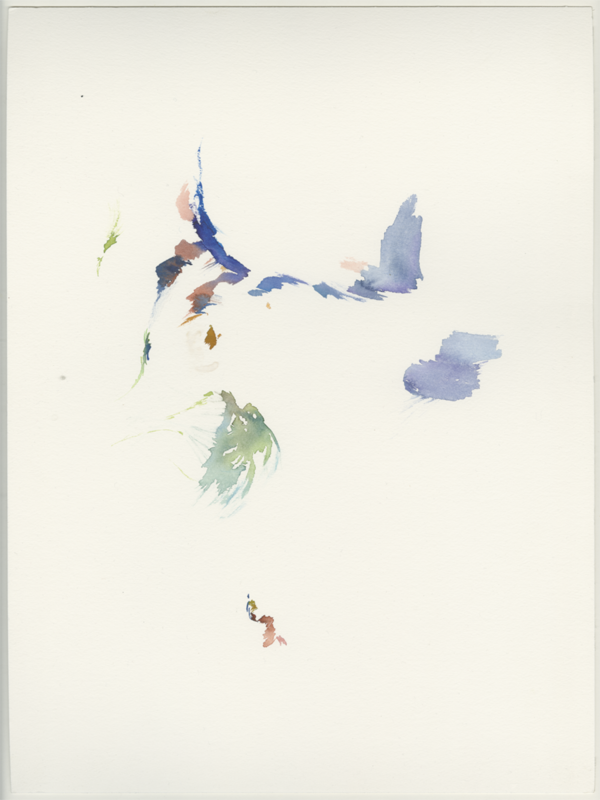 Runde Bank beim Spielplatz, Falkplatz, Rollbergsiedlung, Berlin, 20.03.2021, Aquarell, 32 &times; 24 cm (Kirsten Kötter)