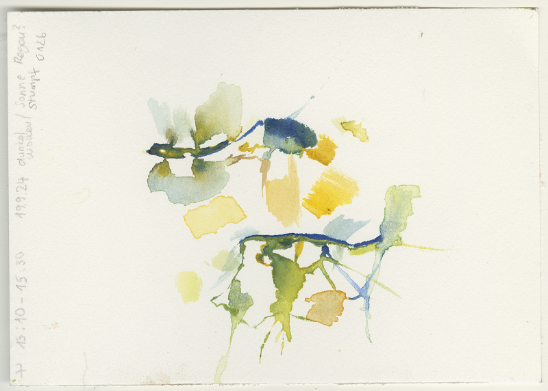2024-09-19_malathon-rumpenheim_07, watercolour, 12 × 17 cm (Kirsten Kötter)
